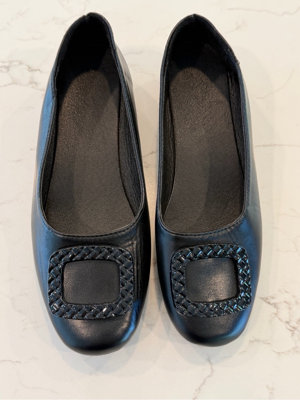 Classic Black Women's Square-Toe Ballets with Small Heels